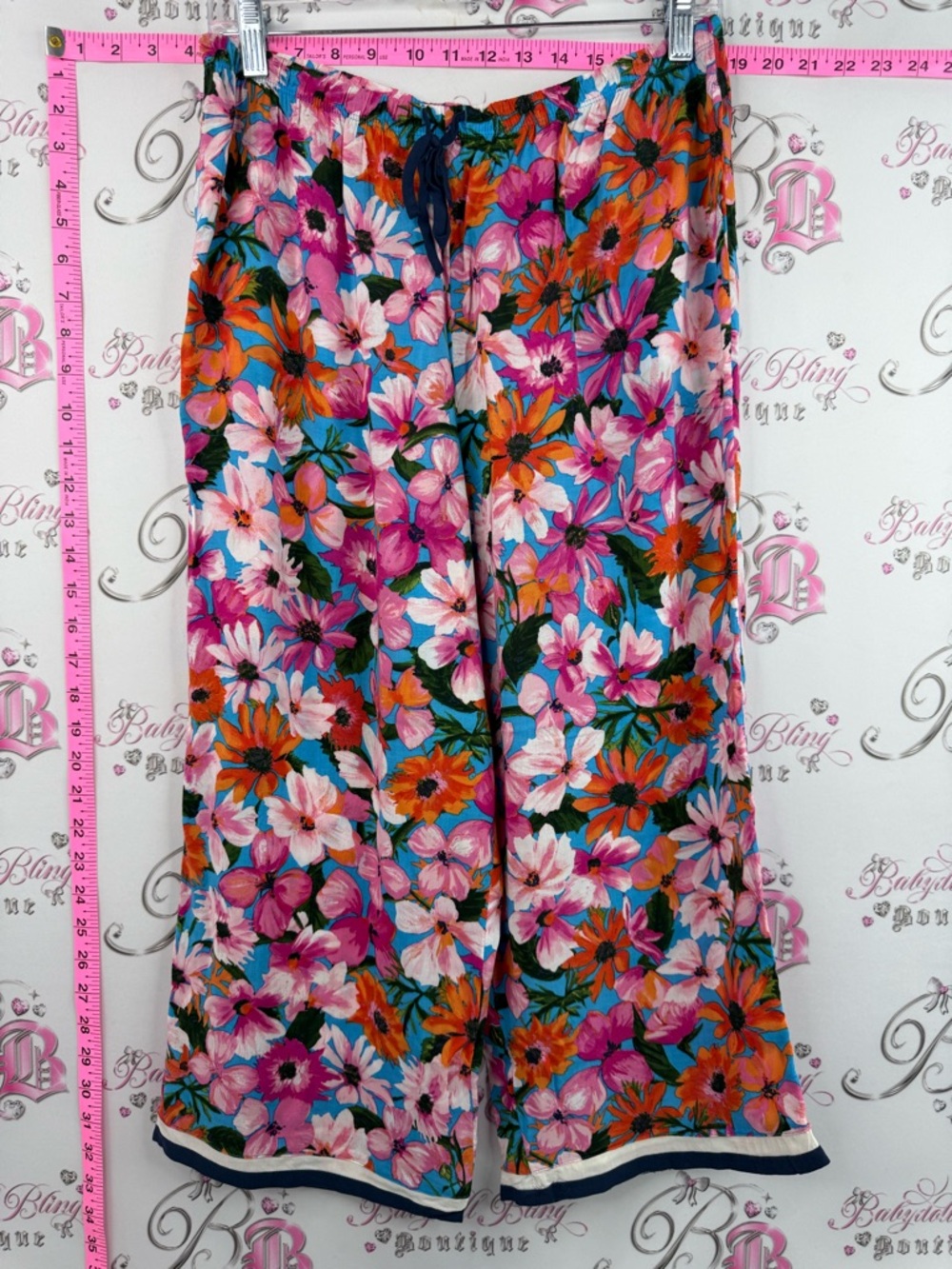 Room service pants bright Vibrant Floral Wide-Leg Pants in Pink, Orange, Blue